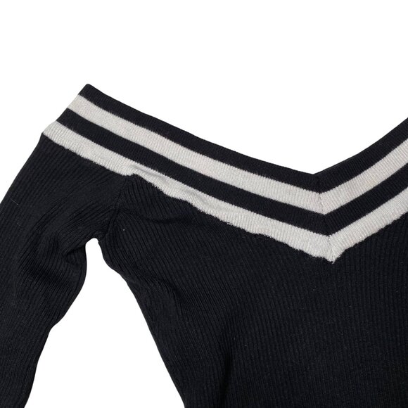 Dynamite Off the Shoulder Long Top in Black and White, size Small - Picture 2 of 9